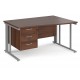 Maestro Cable Managed Leg Wave Desk with Three Drawer Pedestal